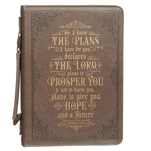Faux Leather Bible Bag -I Know the Plans Jeremiah 29vs11 Taupe