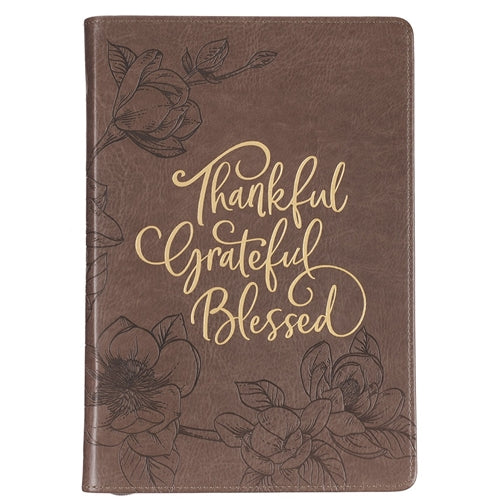 Faux Leather Journal With Zipped Closure Thankful Grateful Blessed