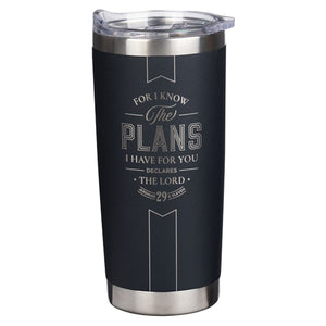 Stainless Steel Travel Mug -  For I Know the Plans Black
