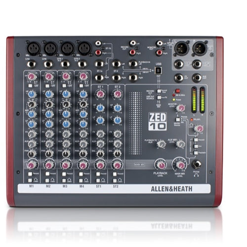 Allen & Heath Mixer ZED-10 4 mic/line inputs, 2 stereos, USB