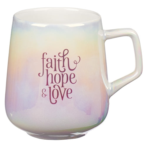 Ceramic Mug - Faith Hope And Love Pearl Ombre