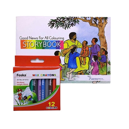 Children Eng Colouring Story Book with Crayons