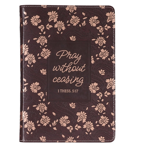 Journal With Zipped Closure Faux Leather - Pray Without Ceasing 1 Thessalonians 5vs 17
