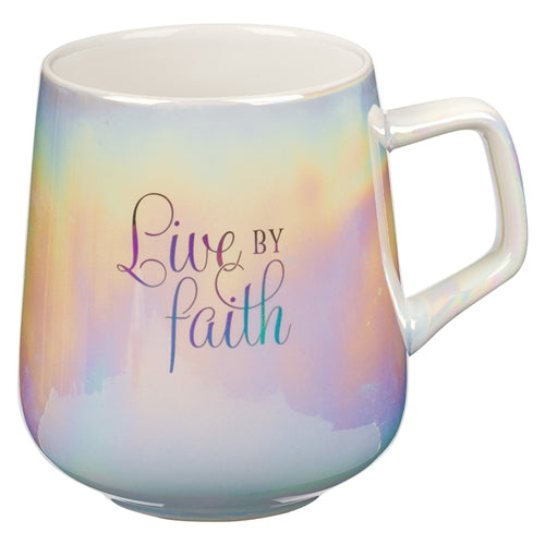Ceramic Mug - Live By Faith Pearl Ombre