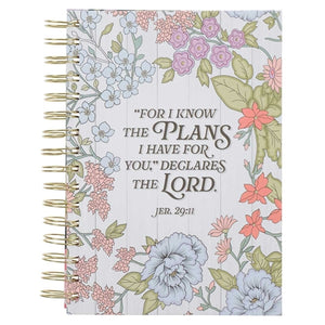 Large Hardcover Wirebound Journal - I Know the Plans Floral