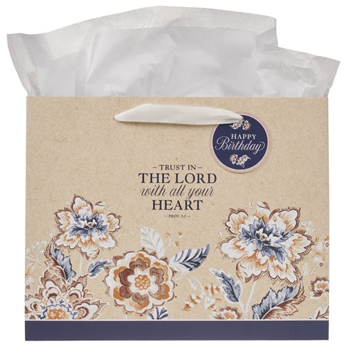 Gift Bag - Trust in the Lord with All Your Heart Large Landscape Gift Bag with Gift Tag