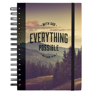 Chunky Hardcover Wirebound Journal with Elastic Closure - With God Everything is Possible