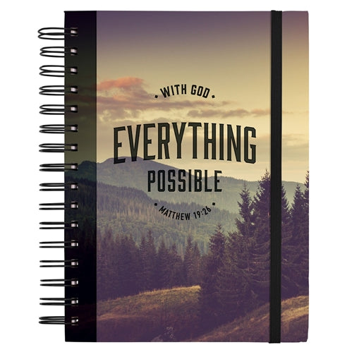 Chunky Hardcover Wirebound Journal with Elastic Closure - With God Everything is Possible