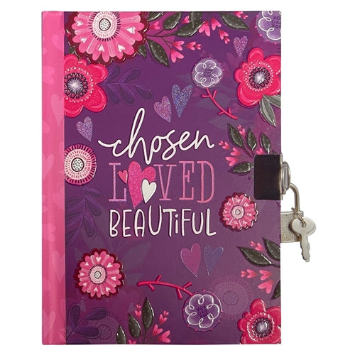 Diary With A Lock & Key - Chosen Loved Beautiful Hardcover