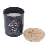 Scented Candle with Bamboo Lid - A Sweet Friendship Refreshes the Soul Lotus Blossom