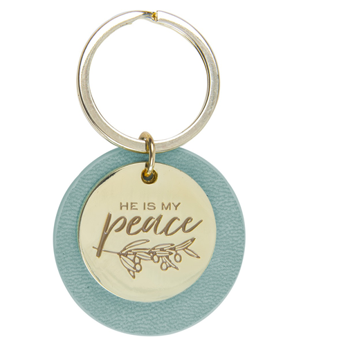 Faux Leather Key Ring -He Is My Peace Ephesians 2vs14