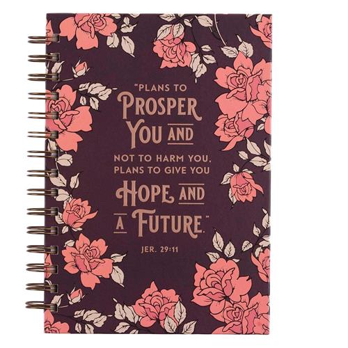 Hardcover Wirebound Journal - Hope & Future Plum Floral