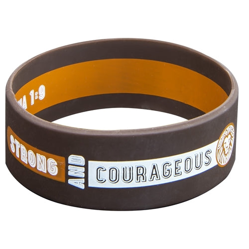 Silicone Wristband - Strong & Courageous Brown