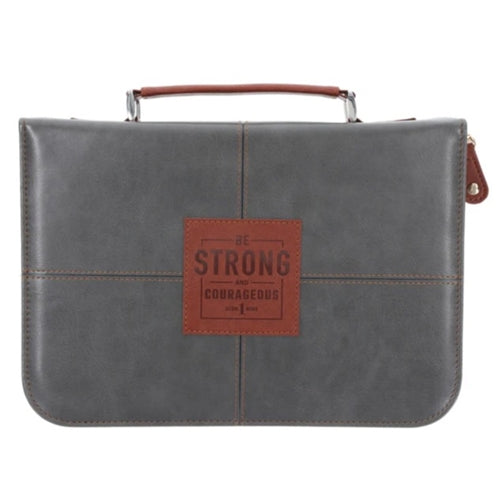 Faux Leather Bible Bag - Strong and Courageous