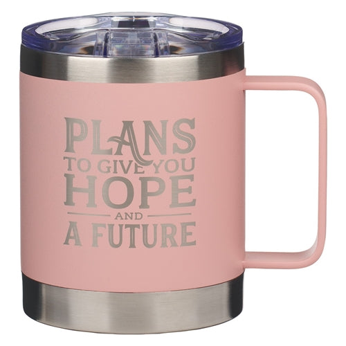 Stainless Steel Travel Mug - Plans To Give You Hope And A Future Pink Jeremiah 29vs11