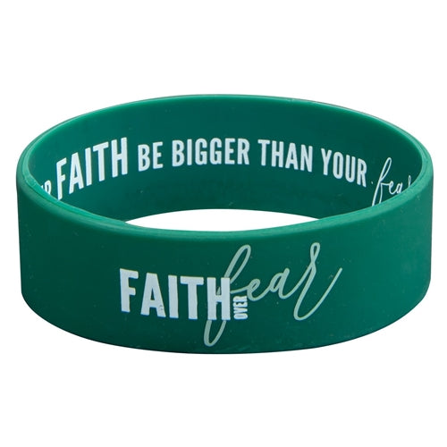 Wide Silicone Wristband - Faith Over Fear Green