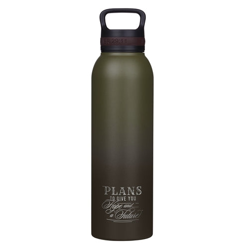 Stainless Steel Water Bottle -Plans To Give You Hope And A Future Green Jeremiah 29vs11