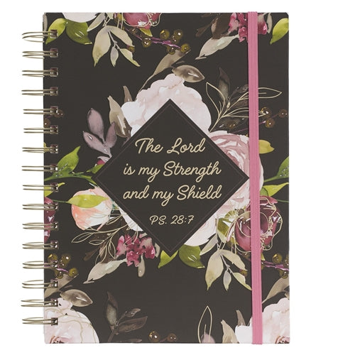 Wirebound Journal with Elastic Closure -The Lord Is My Strength and My Shield Chunky Hardcover
