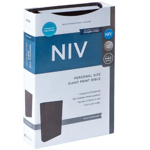 Bible -NIV Brown Imitation Leather Exclusive Personal Size Bible Red Letter Giant Comfort Print