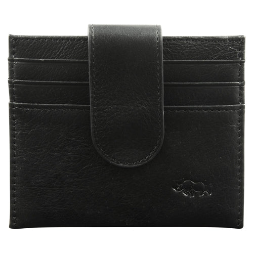Genuine African Leather Black Wallet With Clip Closure