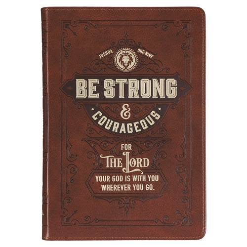 Faux Leather Journal With Zipped Closure Be Strong & Courageous For The Lord Joshua 1vs9