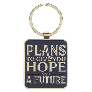 Metal Keyring - Hope And A Future Navy Blue Jeremiah 29v11