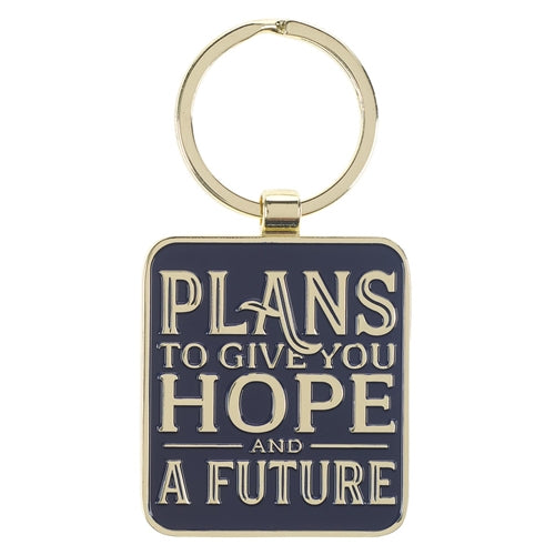 Metal Keyring - Hope And A Future Navy Blue Jeremiah 29v11