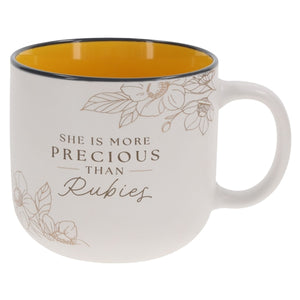 Ceramic Mug - She Is More Precious than Rubies with Orange Interior