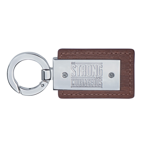 Faux Leather Key Ring -Be Strong And Courageous