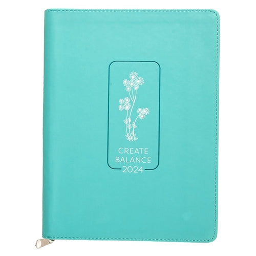 2024 Daily Planner for Women - Create Balance - Imitation Leather with Zip