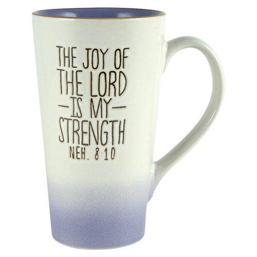 Ceramic Mug - The Joy Of The Lord Is My Strength Purple & White Ombre