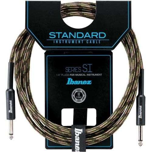 Ibanez SI10 3m Woven Guitar Cable in Camo Green