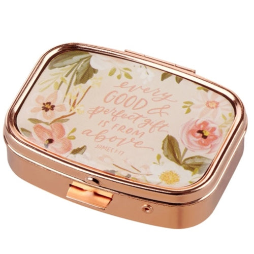 Epoxy Rose Gold Metal Pill Box -Every Good and Perfect Gift Is from Above