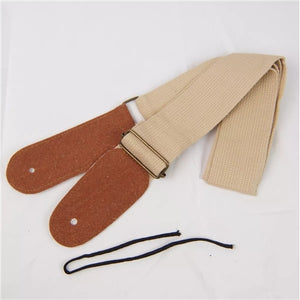 Crescendo Guitar Strap with Faux Leather Ends Beige/Tan
