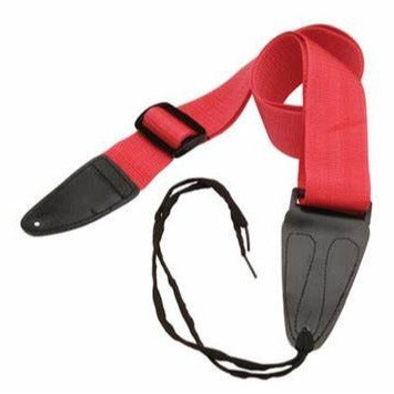 On-Stage Guitar Strap with Leather Ends Red