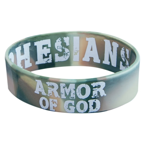 Wide Silicone Wristband - Armor Of God Green