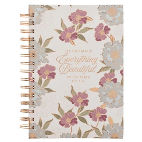 Wirebound Journal - He Has Made Everything Beautiful in Its Time White Floral