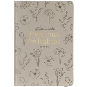 Faux Leather Journal With Zipped Closure She Is More Precious Than Rubies Proverbs 3vs15