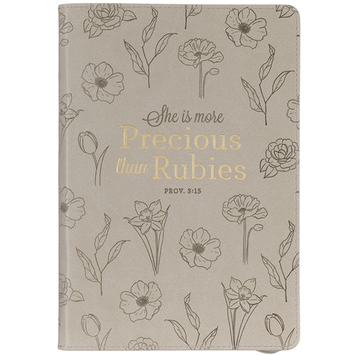 Faux Leather Journal With Zipped Closure She Is More Precious Than Rubies Proverbs 3vs15
