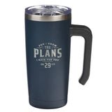 Stainless Steel Travel Mug with Handle - For I Know the Plans I Have for You Navy