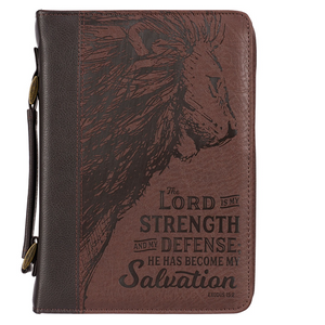 Faux Leather Bible Bag -Lord Is My Strength Exodus 15vs2 Brown