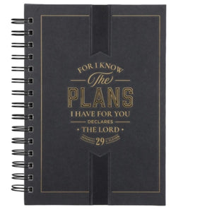 Wirebound Journal -I Know the Plans I Have for You Declares the Lord Black Large Hardcover