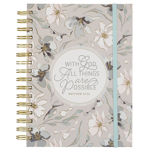 Chunky Hardcover Wirebound Journal with Elastic Closure - With God All Things are Possible