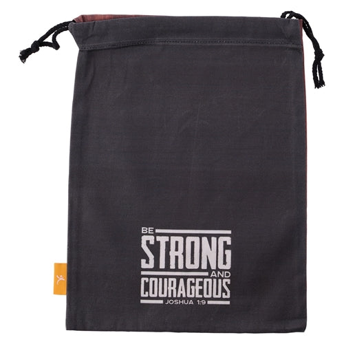 Large Cotton Drawstring Bag -Be Strong And Courageous - Joshua 1v9