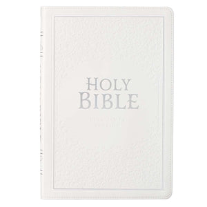 Bible -KJV White Faux Leather Thinline Large Print Bible With Thumb Indexing