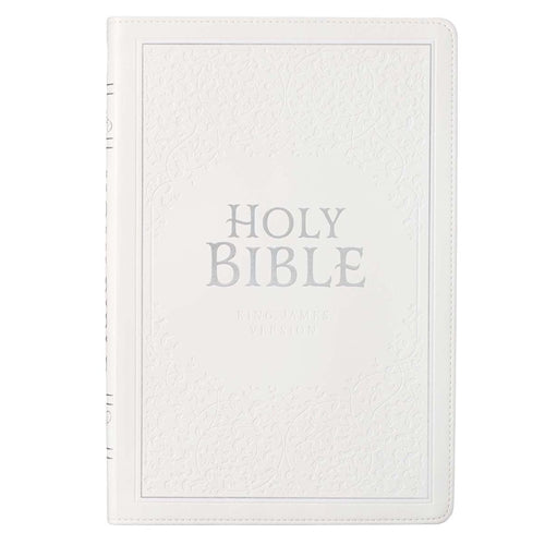 Bible -KJV White Faux Leather Thinline Large Print Bible With Thumb Indexing