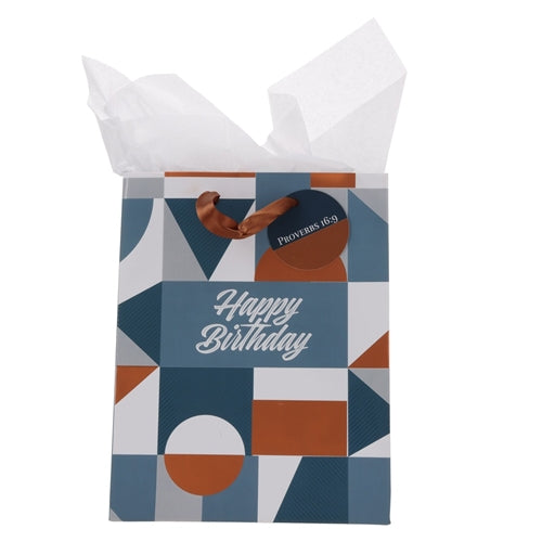 Gift Bag with Gift Tag -May the Lord Direct Your Steps Happy Birthday Medium