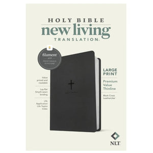 NLT Bible - Black Cross Imitation Leather Filament Premium Value Thinline Bible Large Print