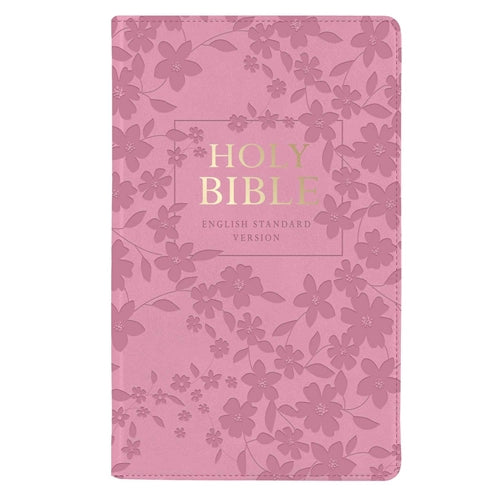 Bible - ESV Pink Floral Faux Leather Standard Bible with Zip