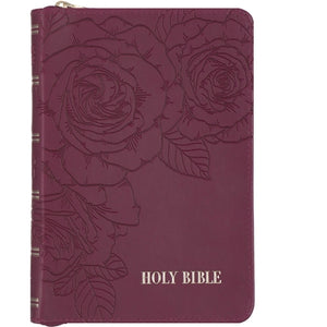 Bible -KJV Merlot Faux Leather Compact Bible with Zip